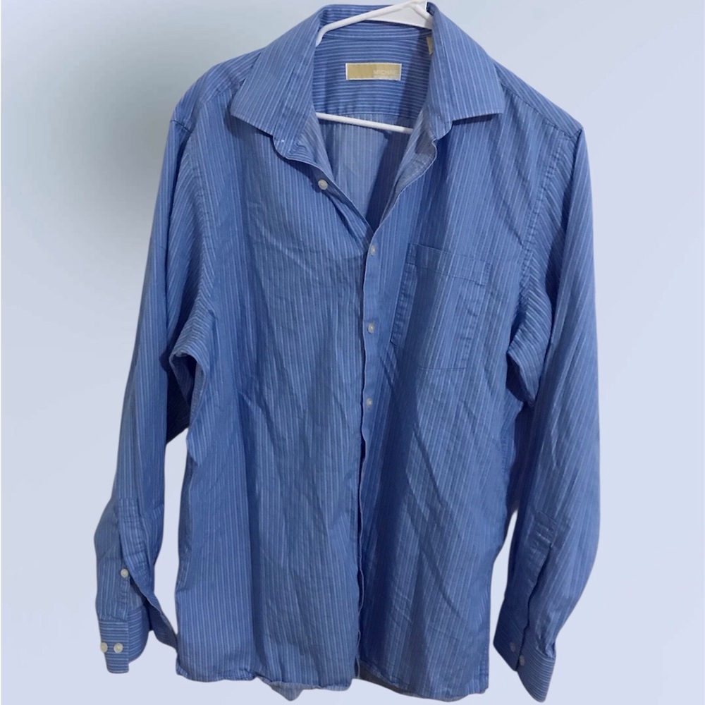 S15 Michael Kors Men's Casual Blue Button Down Shirt